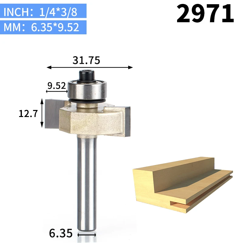 HUHAO 1 шт. 1/" хвостовик T тип бит с подшипник, деревообрабатывающий инструмент фрезы для дерева Rabbeting бит Концевая фреза - Длина режущей кромки: 2971