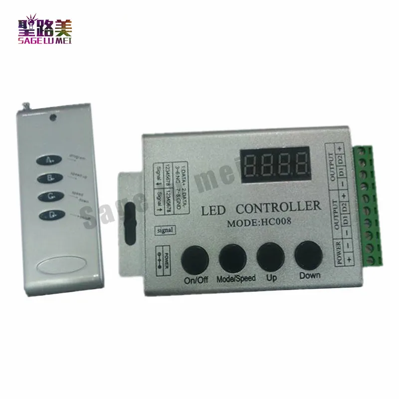 133 эффект режимы ws2811 2812 led контроллер DC12V 5-24 V 4 клавиши HC008 Программируемый RGB светодиодный пиксельный контроллер, контроль РФ 2048 пикселей