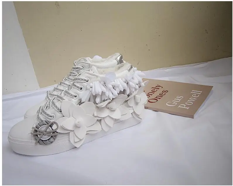 Automne Velours En Blanc Dimensions Perlé Visage Aider La Trois Et Fleur Cuir Haute Plus Chaussures Nouveau Coréenne De D'hiver Version Chaud tvqnawpxS