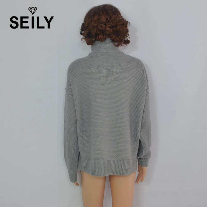 Seily Oversized Turtleneck Women Pullover Knitting Stripe Sweater Female Winter 2018 Casual Loose Long Sleevs Jumper Knitwear