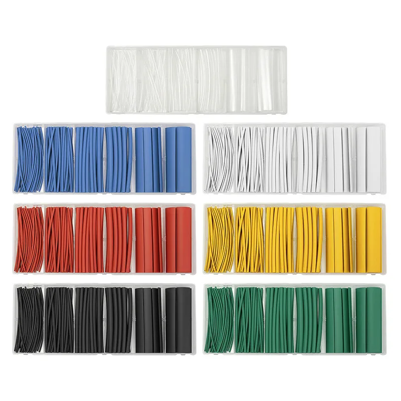

100Pcs 100mm 2:1 Polyolefin Heat Shrink Tubing Tube Sleeving Set 7 Colors Wrap Sleeve Combo Assorted heatshrink tube With box