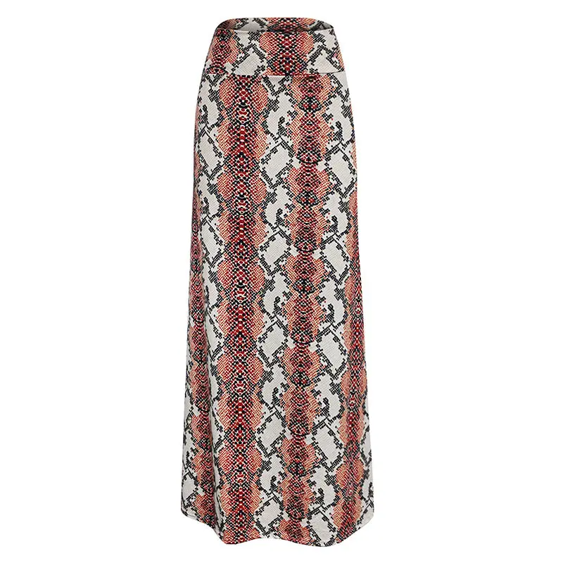 Модная женская юбка размера плюс в пол, винтажная Цветочная высокая талия, полосатая Повседневная Длинная юбка макси - Цвет: DQ00066