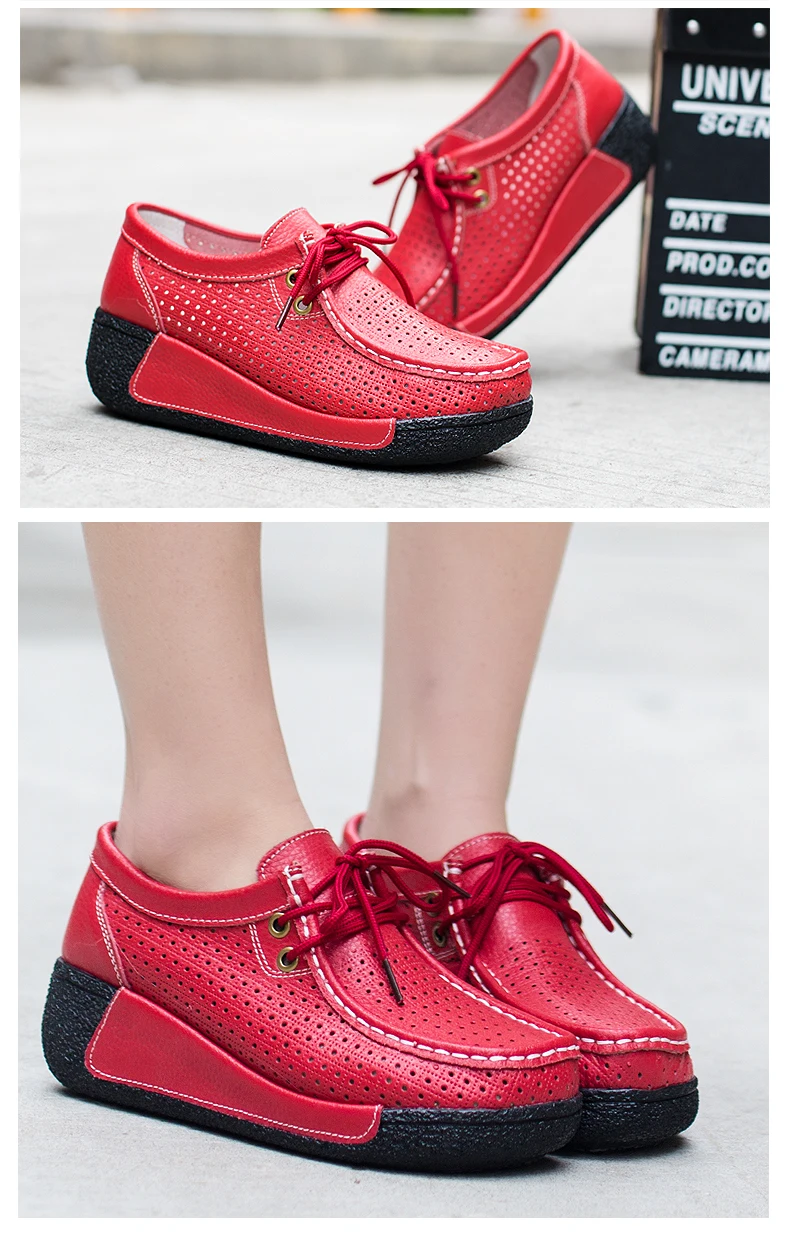 Kilobili/Коллекция года; женская обувь на плоской платформе; мокасины из натуральной кожи на шнуровке с вырезами; Женская Повседневная летняя обувь