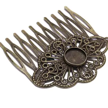 

5pcs/lot 52*56mm Fit 12mm Glass Cabochons Base DIY Hair Comb Findings Hairpins Supplies For Jewelry Making Women Charm Barrettes