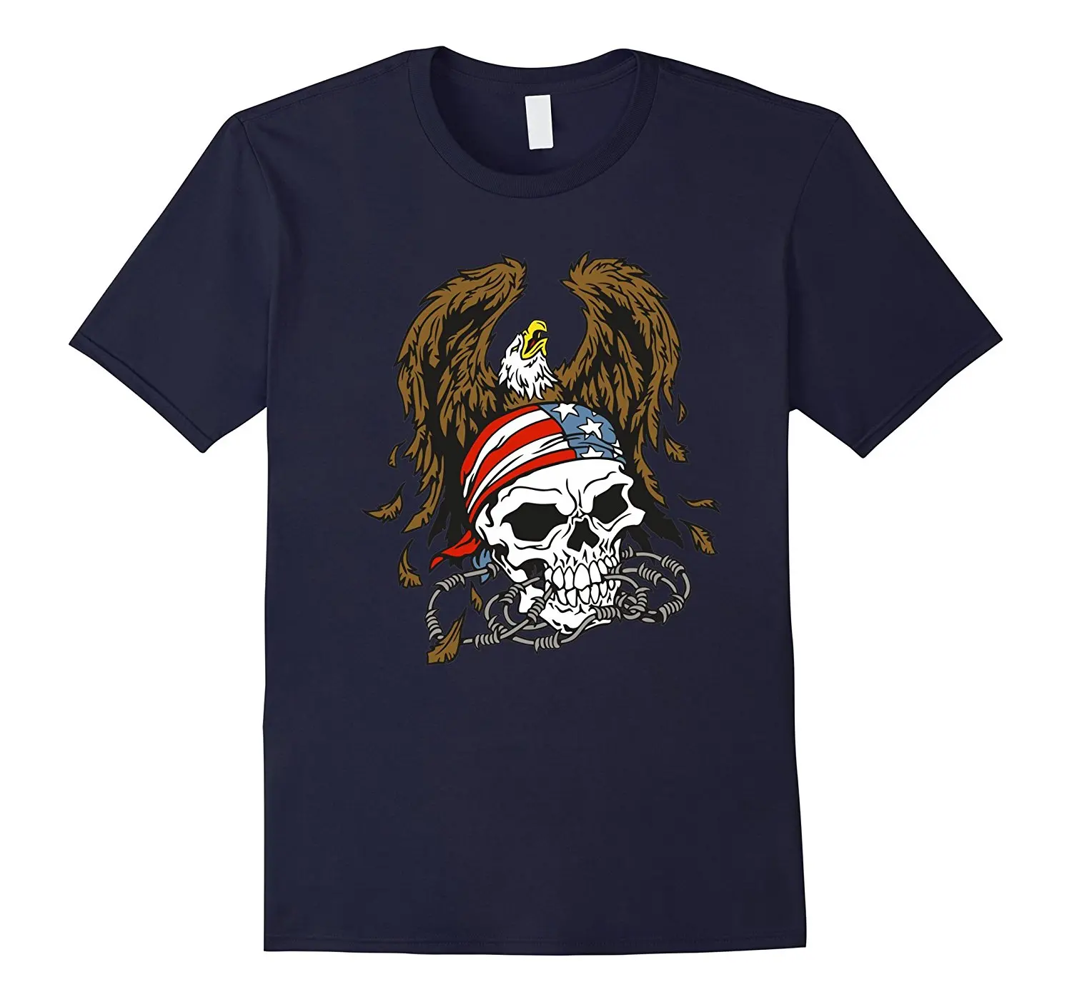 

Trendy Creative Graphic T-shirt Top American Eagle USA Flag Skull T Shirt