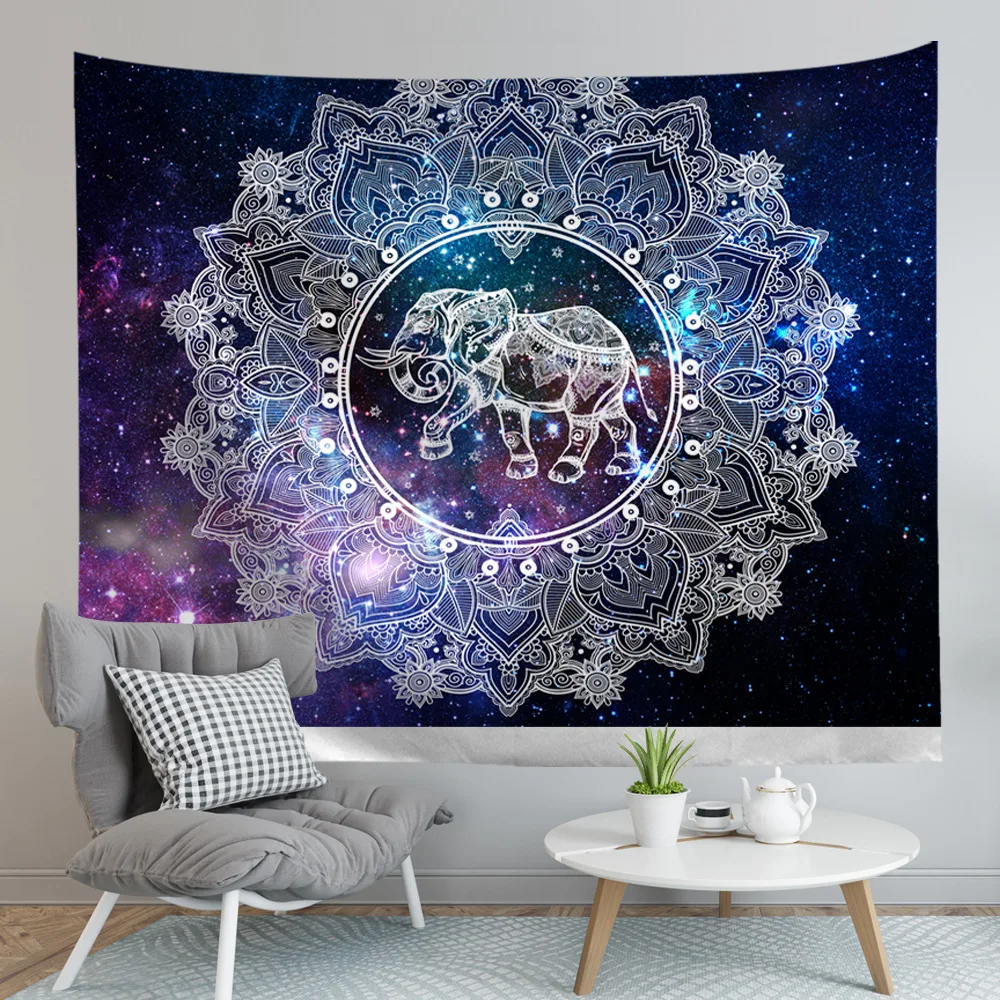 Hippie Boho Mandala Tapestry Wall Hanging Ouija Psychedelic Tapestry Moon Starry Sky Colorful Decor Bedroom Wall Carpet Blanket