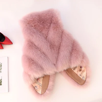 Лаванда Женская тонкая меховая шуба - Цвет: Лаванда