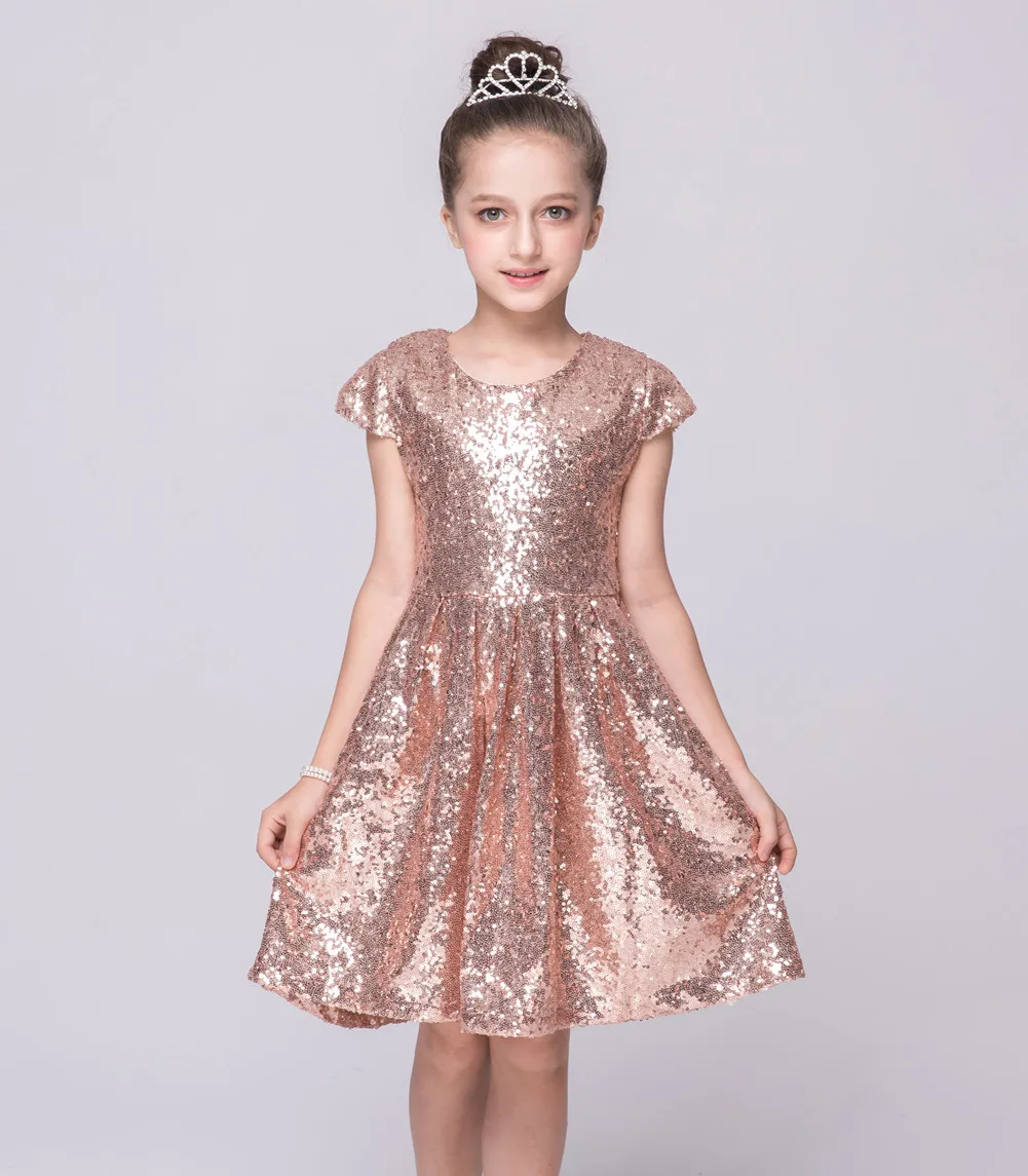 

2019 Fashion Princess Kids Baby Fancy Wedding Dress Sleeveles Sequins Party Dress For Girl Summer Dresses Party Evening Clothes