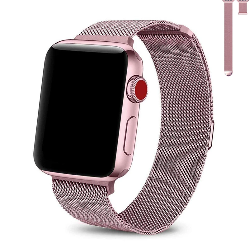 

two piece milanese loop strap for apple watch 4 3 band 44mm 40mm 42mm 38mm iwatch series 4/3/21 pulseira Magnetic bracelet belt