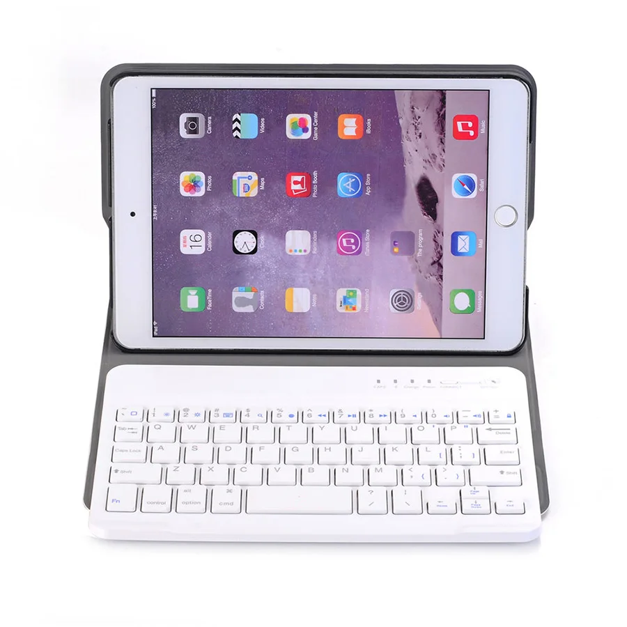 Wireless Bluetooth Keyboard Leather Case Stand Cover for Apple iPad mini 1 2 3 Tablet Protective Case Skin with Keyboard (70)