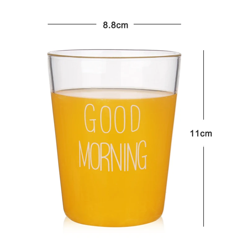 1Pc Glass Cup Large Glass Beer Mug Milk Juice Smoothie Cup Iced Coffee Tea Mug Home Cafe Good Morning Drinkware 400ML (3)