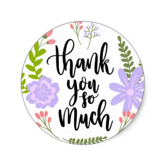 

3.8cm Cute handwritten floral typography Many Thanks Classic Round Sticker