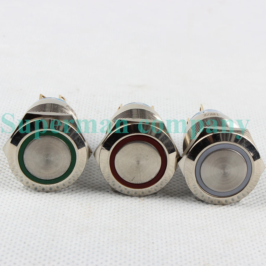 

Free shipping 19mm ring light nickel plated brass momentary push button reset button waterproof press switch 19HX.F