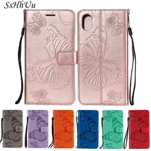 SsHhUu Leather Case For Redmi 4X 4A NOTE4X Note6 pro Note7 Xiaomi 8 lite 5X 6X F1 Case butterfly Flip wallet Phone Bag shell
