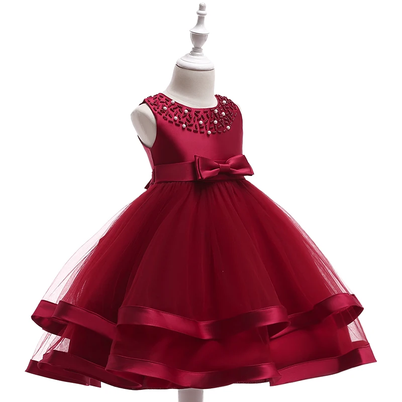 Розничная, детское летнее платье для девочек, детское для девочек с бантом, свадебное платье для дня рождения, 6 цветов, одежда для девочек L5017