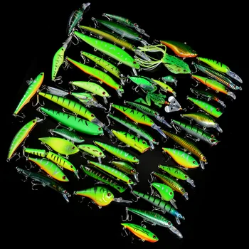 

50Pcs/Set Mixed Fishing Hard Baits Artificial Minnow VIB Pencil Crankbaits Topwater Fishing Frog Soft Lures