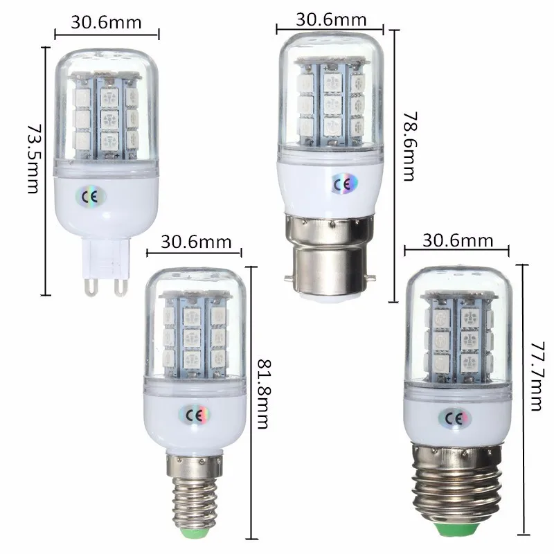 Красный зеленый синий E27 E14 G9 2,5 W 27 5050 SMD светодиодная лампочка-Кукуруза лампа AC220V Новый TM