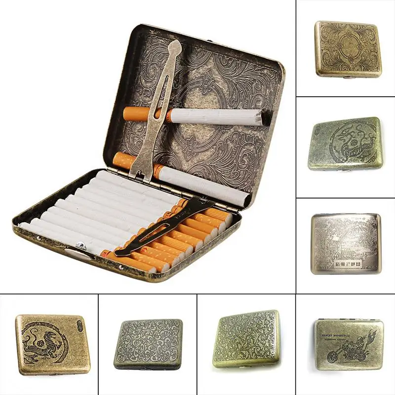 

2018 Personality Creative Vintage Metal Smoking Cigarette Case Fashion Men Cigar Tobacco Holder Pocket Box Container Gift Box