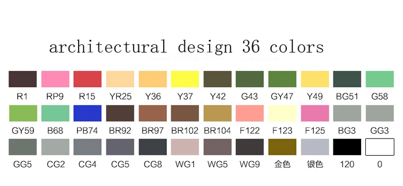 Превосходный набор маркеров с двумя головками для художников, 170 цветов, большое значение, гладкий дизайн, маркер, анимация, эскиз, копические маркеры для рисования - Цвет: 36 architectural