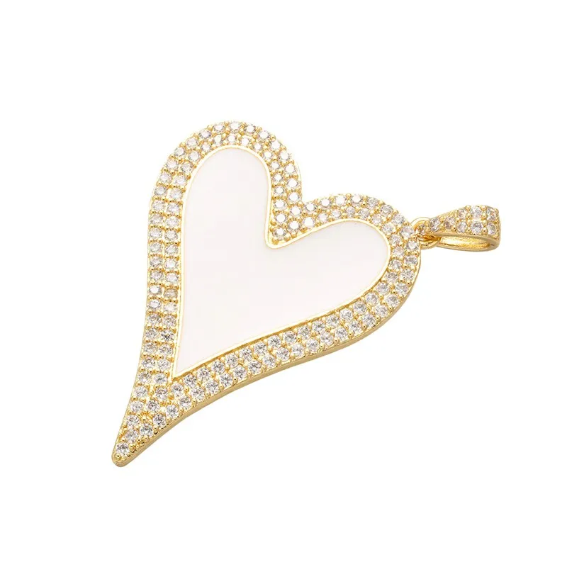 ZHUKOU 30x40 мм Очаровательная подвеска в виде сердца для женщин, серьги, ожерелье, аксессуары для изготовления, Модель: VD465 - Окраска металла: white-gold