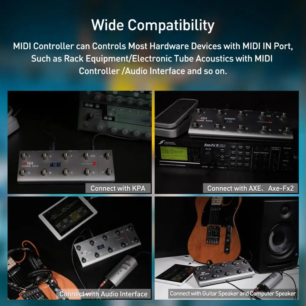 Портативный USB MIDI контроллер для гитары с 10 ножными переключателями|Детали и