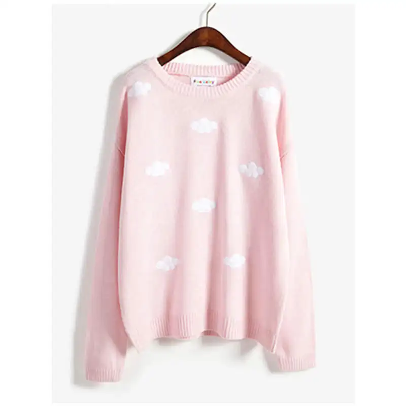 Красивый свитер женский Зима Осень С рисунком облаков - Цвет: Розовый