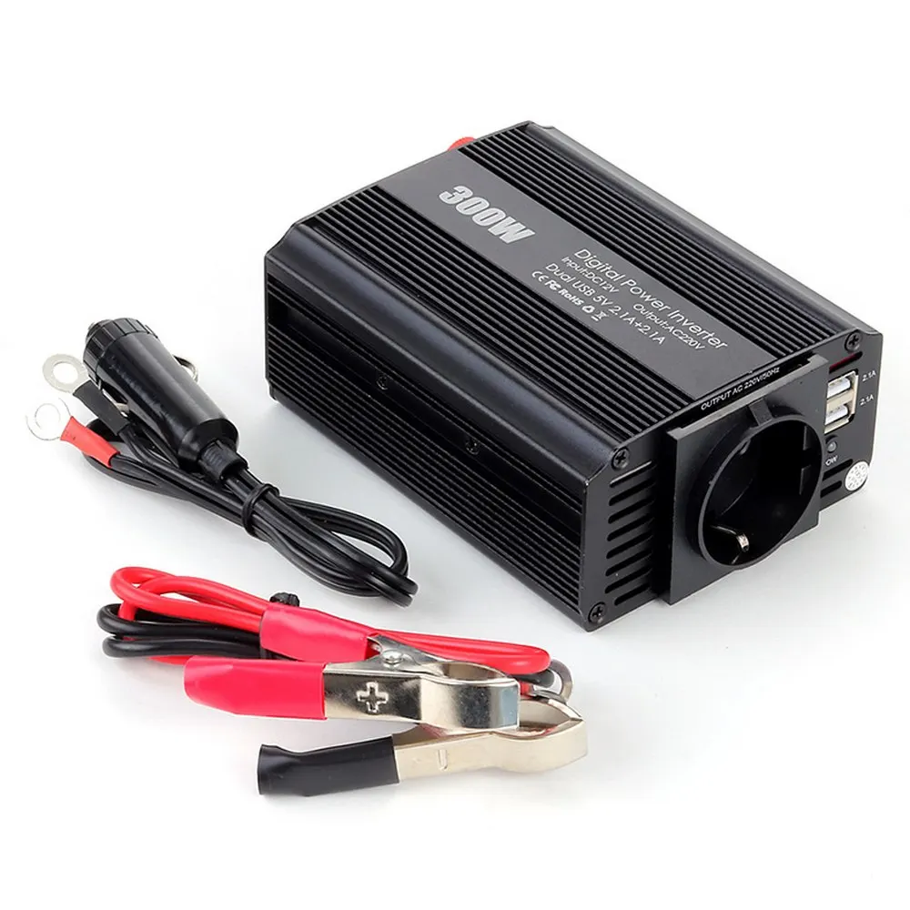 Auto Power Inverter Converter USB Charger Ladegerät 300W DC 12V zu 220V neu 