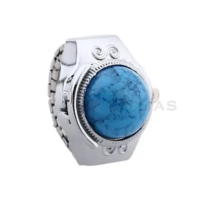 Men Ladies Quartz Finger Ring Watch Alloy Arabic Numerals Blue Stone Vintage Hot | Украшения и аксессуары
