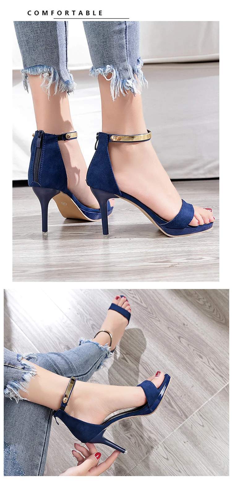 Модная женская обувь высокий каблук сандалии в Корейском стиле; сезон лето; со скрытой пряжкой, с открытым носком, обувь с открытым носком, открытый носок Высокий каблук Сандалии