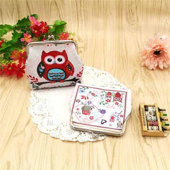 

Cute PU Coin Bag Cartoon Owl Printed Mini Purse Small Zipper Wallet Card Purse Zip Key Case Money Clip