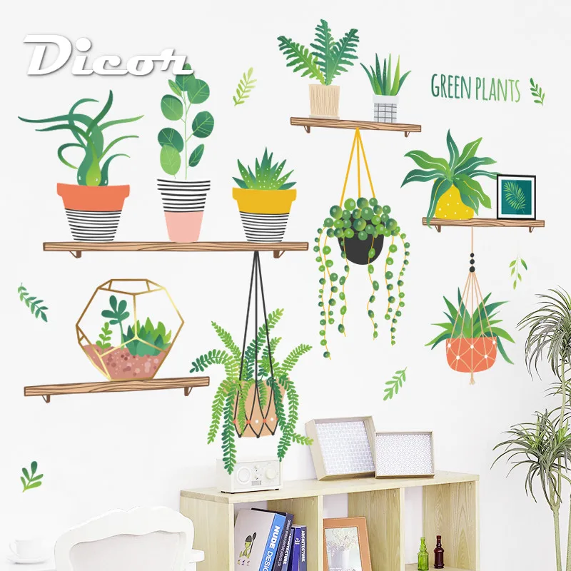 Наклейки на стену DICOR DIY Горшечное растение для домашнего декора Кухонное