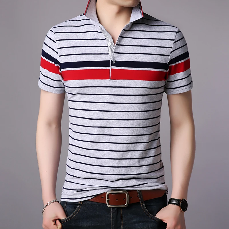 

2019 New Fashion Brand Clothes Polo Shirts Men Striped Top Grade Summer Slim Fit Short Sleeve Cotton Boys Casual Men Clothes