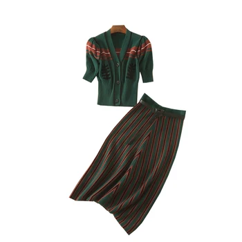 

new autumn and winter high-end women's suits fashion show thin wool knitting suit women