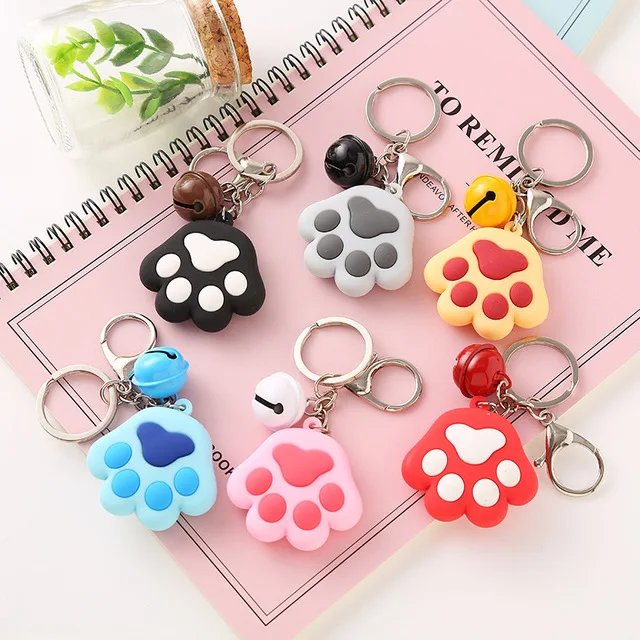 

Cartoon Cute Keychain Cat Paw Feet Key Chain Sound Light LED Flashlight Key Ring Holder Figure Pendant Chaveiros Llaveros Gift