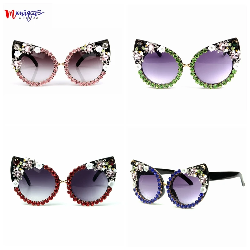 2018 солнцезащитные очки Для женщин роскошный красный Borland розовый со стразами солнцезащитные очки сексуальная кошка глаз солнцезащитные