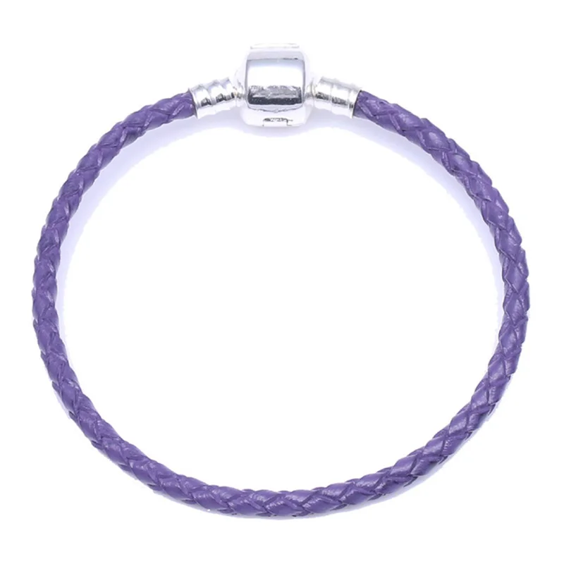 Boosbiy Горячая красочные кожаные цепи браслет с шармами оригинальные бусины бренд браслет ювелирные изделия подарок для женщин ювелирные изделия подарок - Окраска металла: Purple