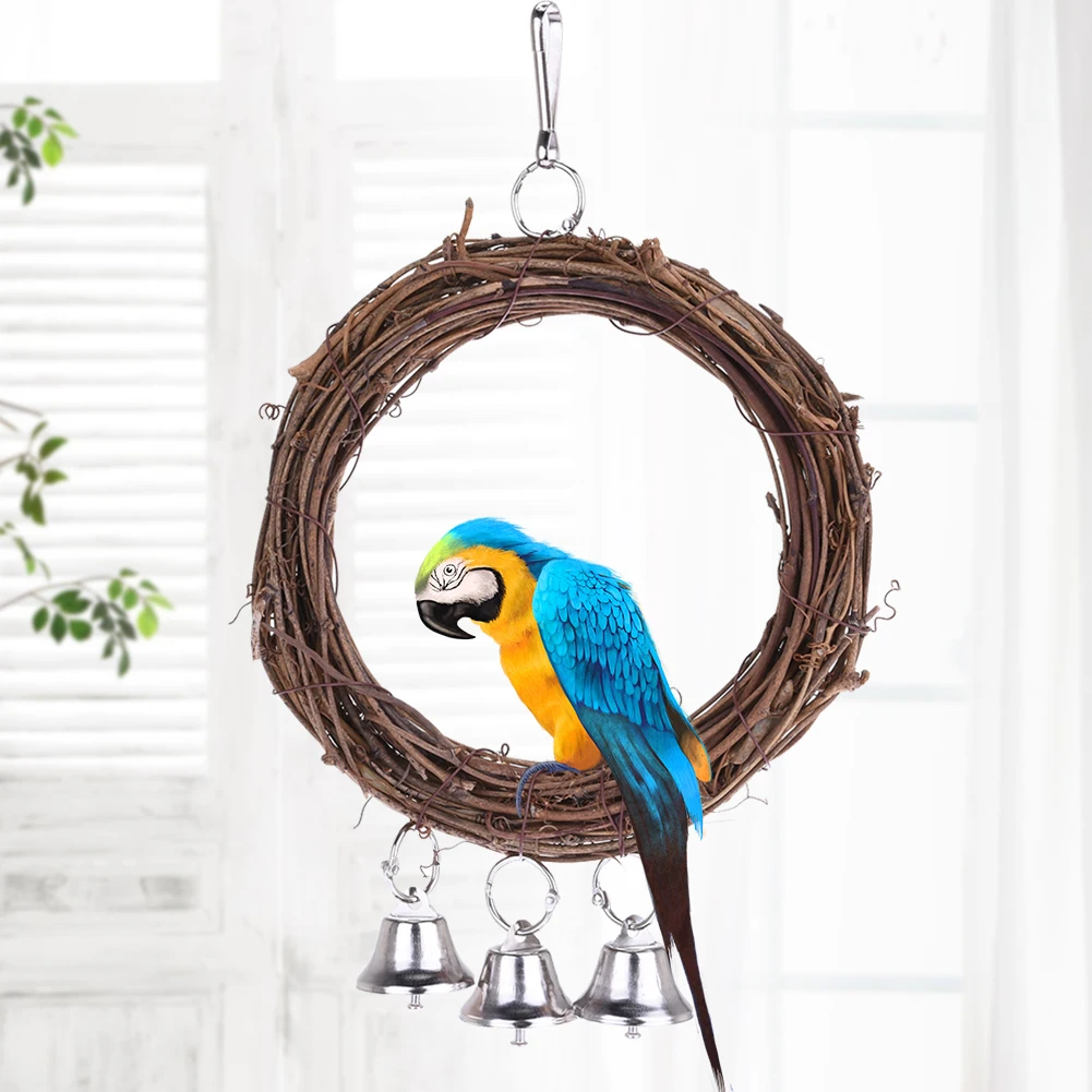 Buy Parrot Hanging Rattan Swing Rings Perch Stand