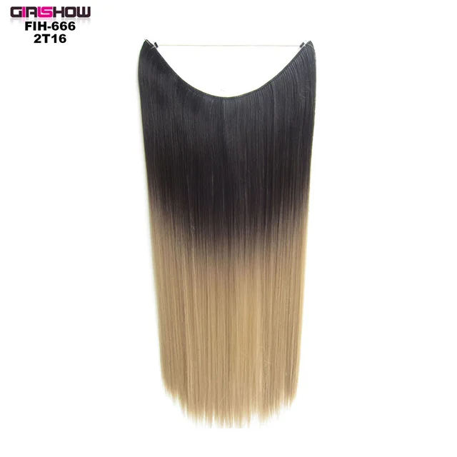 Girlshow Ombre флип в синтетической жаростойкости Straigt наращивание волос секретный чудо-волос проволока Стиль# FIH666 2" без зажима 50/шт - Цвет: FIH666 2T16