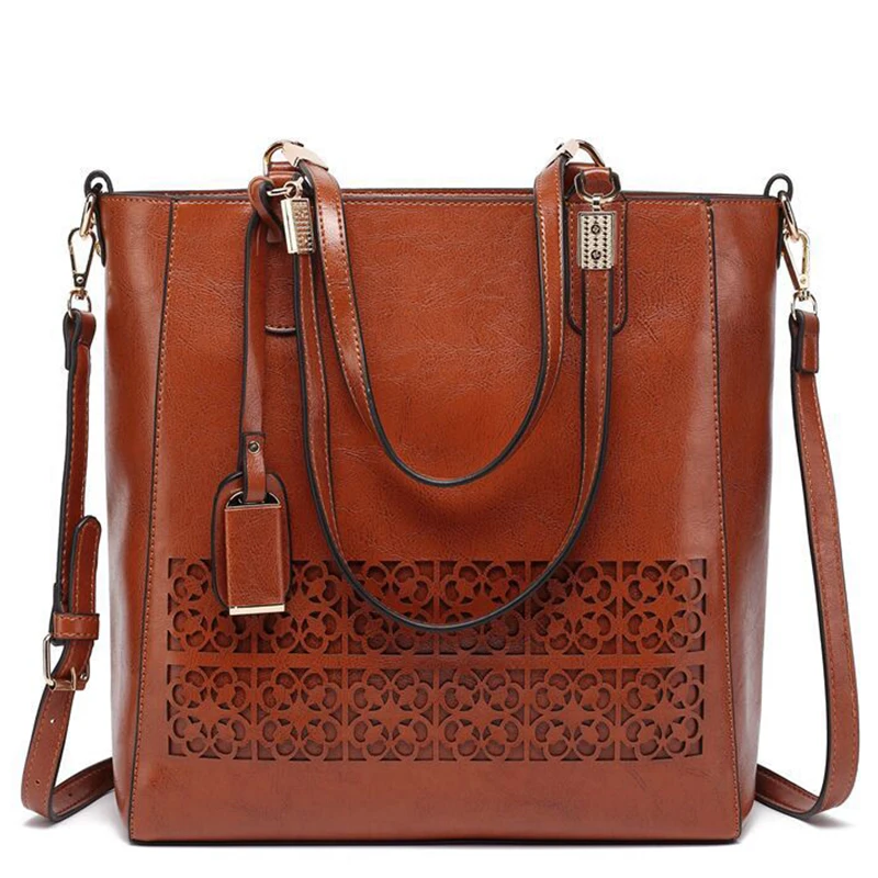 

Fashion Women Shoulder Bag Hollow Leather Handbag Women Bags Vintage Tote Bag Female Crossbody Messenger Bags WBS556