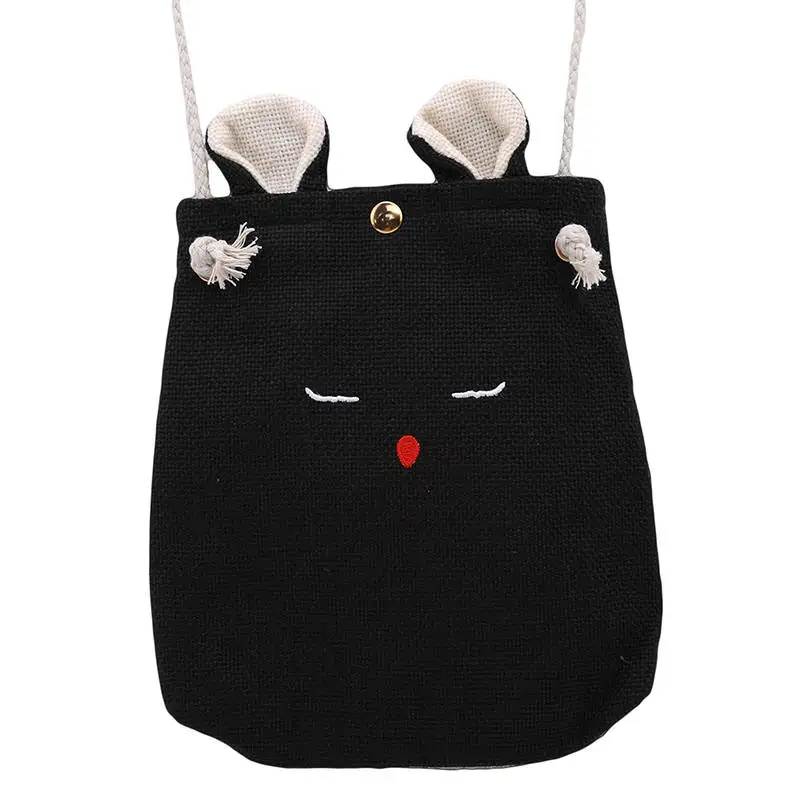 Милый мультяшный Кошелек для монет в форме кролика, Детский Маленький бумажник для денег, Детская сумка, сумочка для монет, подарки на день рождения для девочек - Цвет: Black