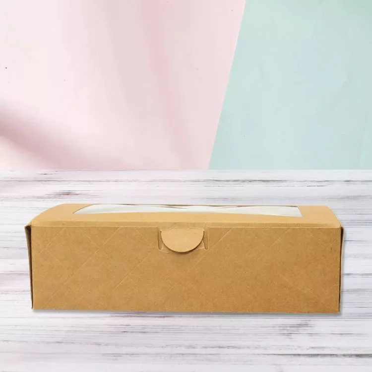 20 шт 18x12x5 см коричневая коробка из крафт-бумаги с окном, Подарочная коробка cajas de, картонная упаковка, коробка для печенья, макарон, Свадебная подарочная коробка