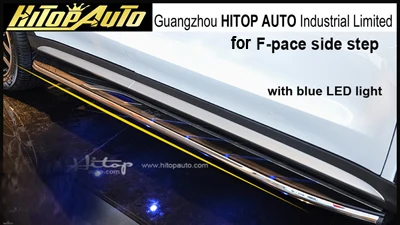 Горячие беговые доски боковой бар nerf бар подпятник для Jaguar F-PACE для Acura CDX, с синим светодиодный свет, нагрузка 300 кг, горячий в Китае - Название цвета: F PACE with LED ligh