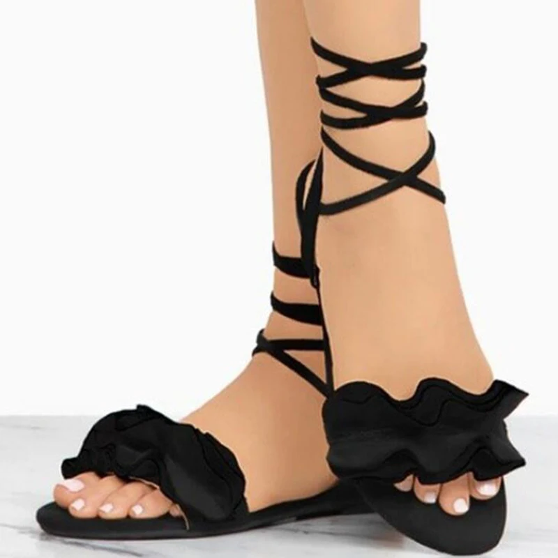 Women sandals 2019 summer women flat sandals fashion flock sandals flowers decor women beach shoes plus size 42 43