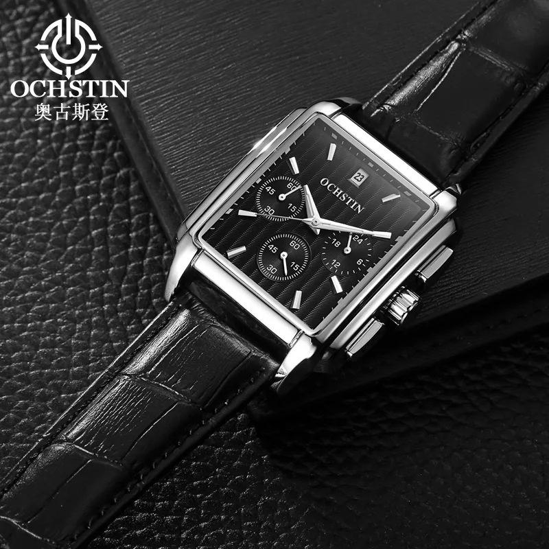  OCHSTIN Military Watch Men Quartz Analog Clock Leather Strap Clock Man Sports Watches Army Relogios