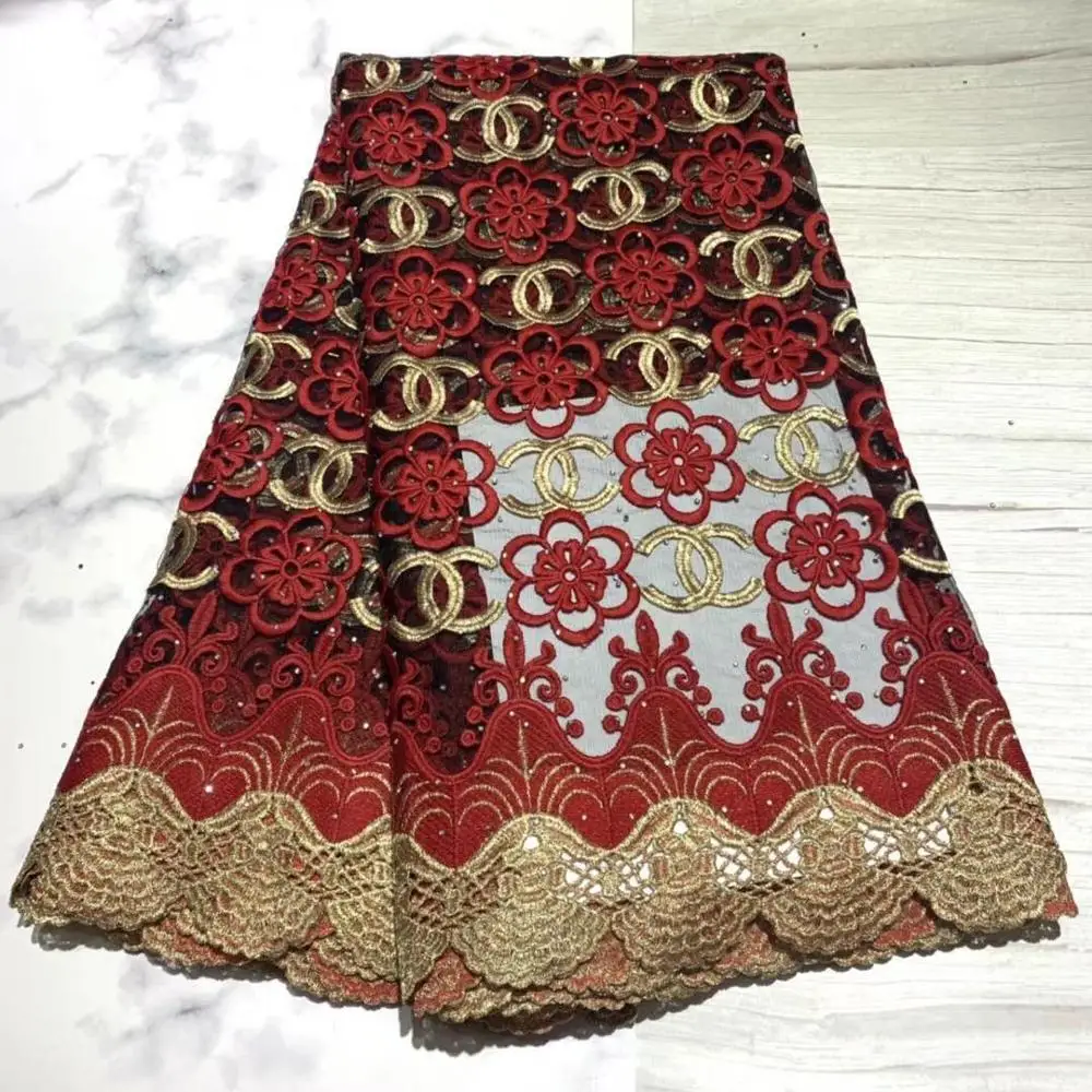 

Hot sales 2019latest Nigerian lace Fabrics African tulle net lace with stones For Wedding/party Dresses NX52c