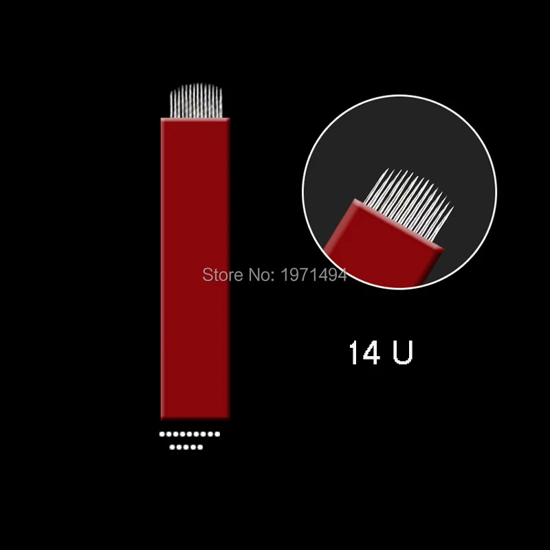 Смешанный размер 100 шт красные ручные микроблейдинг лезвия одноразовая вышивка тату машинка для бровей Иглы для перманентного макияжа ручка