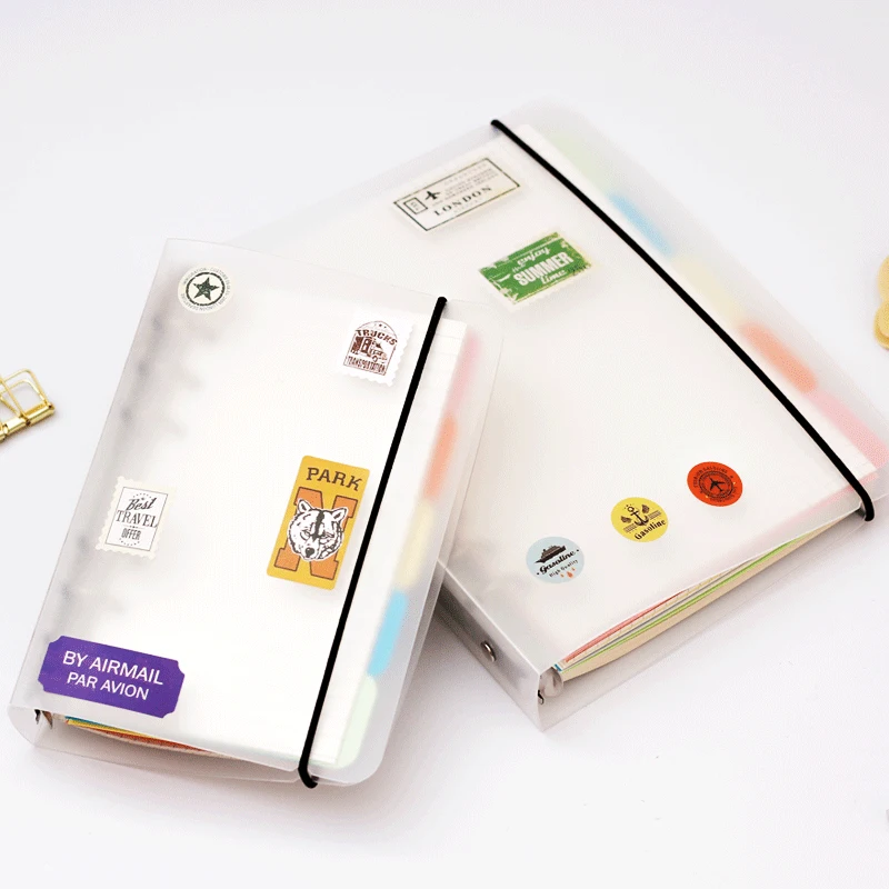 

B5/A5/A6/A7 hardcover PP plastic cover journal with 80 sheets paper, elastic band notebook include paper refills