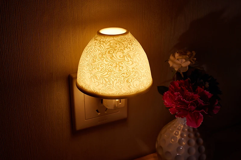 Conduziu a Luz da Noite em Casa Interior da ue Nordic Simples Cerâmica Branca - Eua Plug Iluminação Bebê Sono Leve Romântico Presente Fragrância Lâmpada no 5 Nordic simples cerâmica branca CONDUZIU a luz