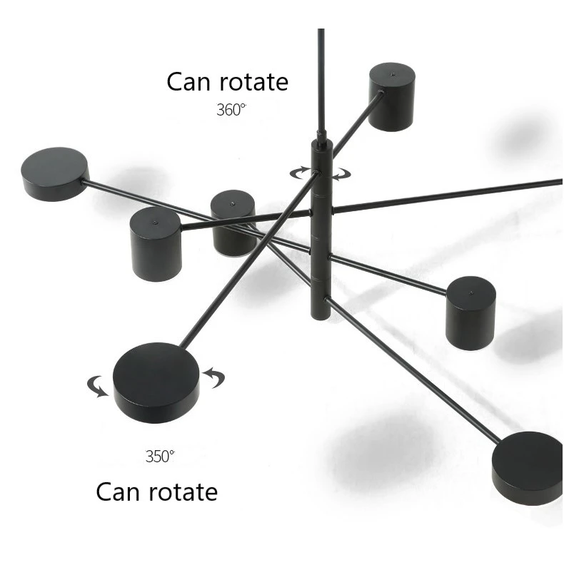 Nordic современный простая люстра роскошные вращающийся искусство Гостиная люстры промышленного ветер Стиль Обеденная светодиодная люстра