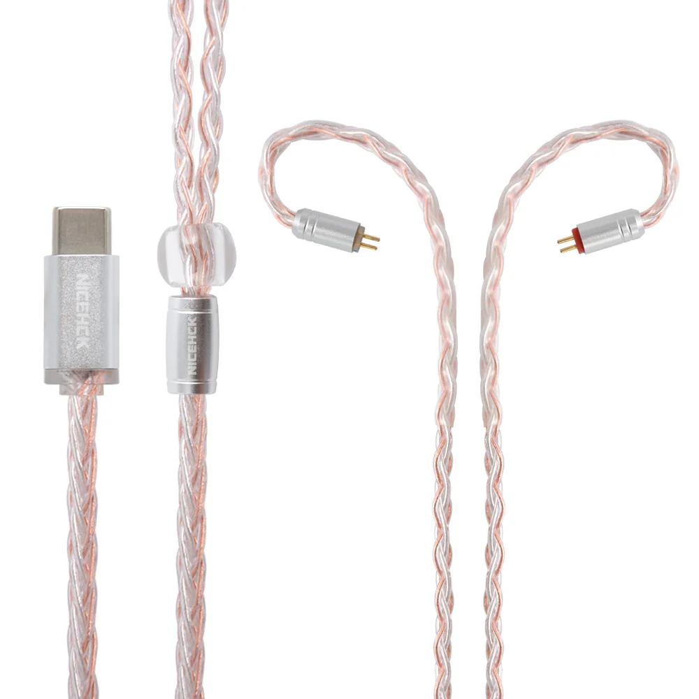 NICEHCK 8 Core Copper Silver Mixed Cable Upgrade TypeC/Type-C/3.5/2.5/4.4mm MMCX/2Pin For TRNV90 ZSX CCAC12 NICEHCK NX7 Pro/DB3 - Цвет: Type-C with 2Pin